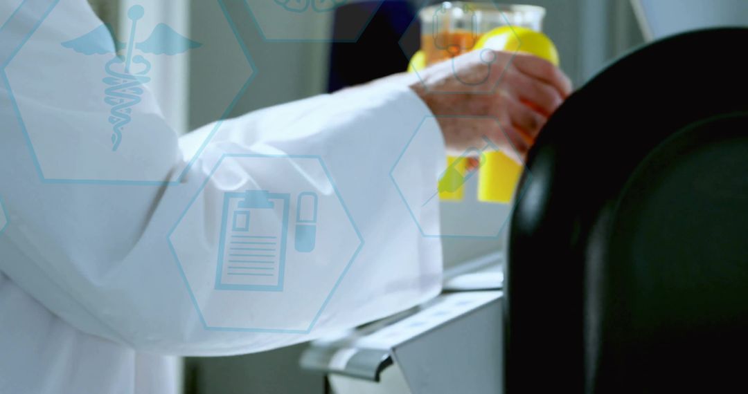 Scientist Conducting Experiment with Digital Medical Interface