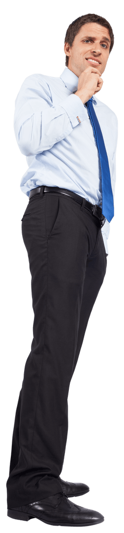 Contemplative Businessman in Office Attire on Transparent Background