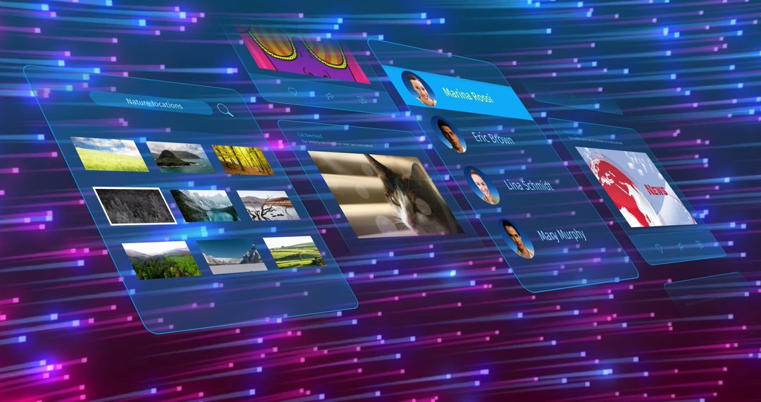 Futuristic Social Media Interface with Digital Profiles