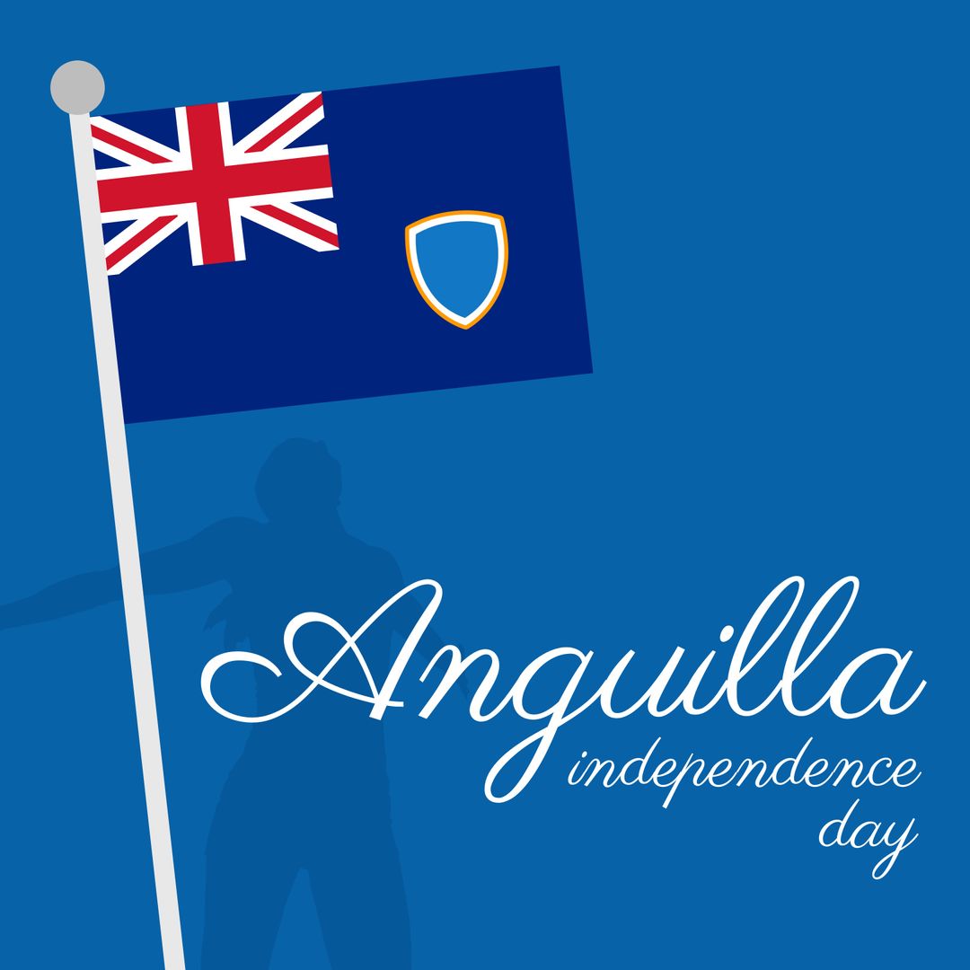 Celebrating Anguilla Independence Day with Flag and Joyful Silhouette