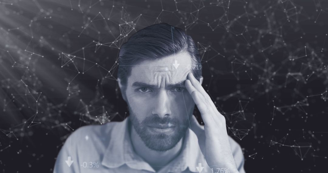 Focused Businessman Analyzing Digital Data Network