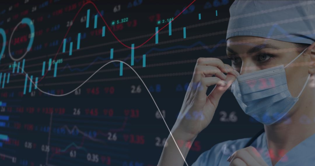 Surgeon Preparing with Stock Market Visual Overlay