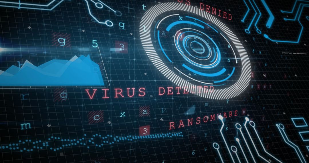 Futuristic Virus Detection Interface with Digital Elements