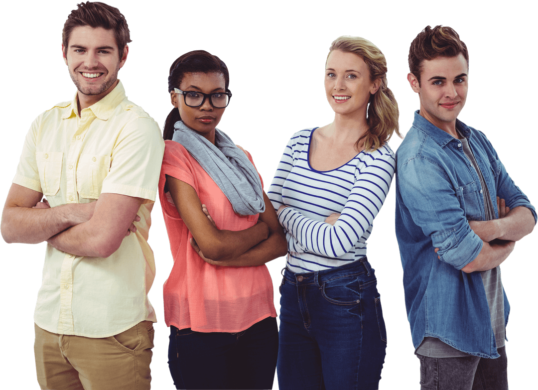 Diverse Young Professionals Standing with Confidence Transparent Background