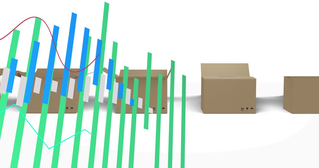 Data Visualization Overlapping Cardboard Boxes in Shipping