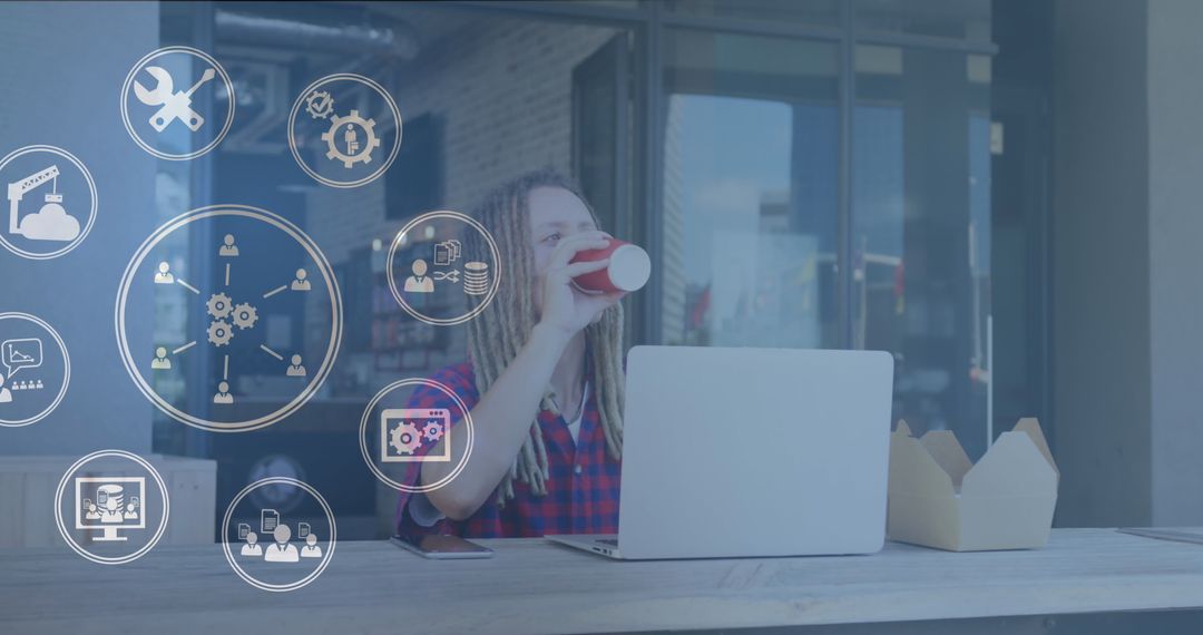 Remote Work Concepts Digital Network and Laptop