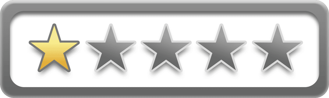 Transparent One Star Rating Icon with Golden Star Highlight