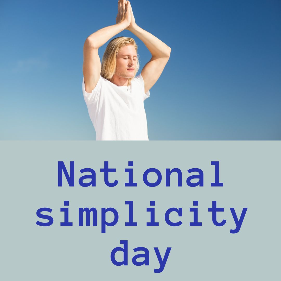 Man Practicing Yoga Seated Namaste Outdoor for National Simplicity Day