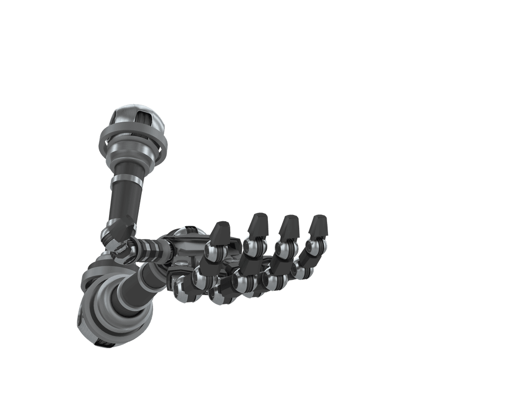 Futuristic Robotic Hand on Transparent Background