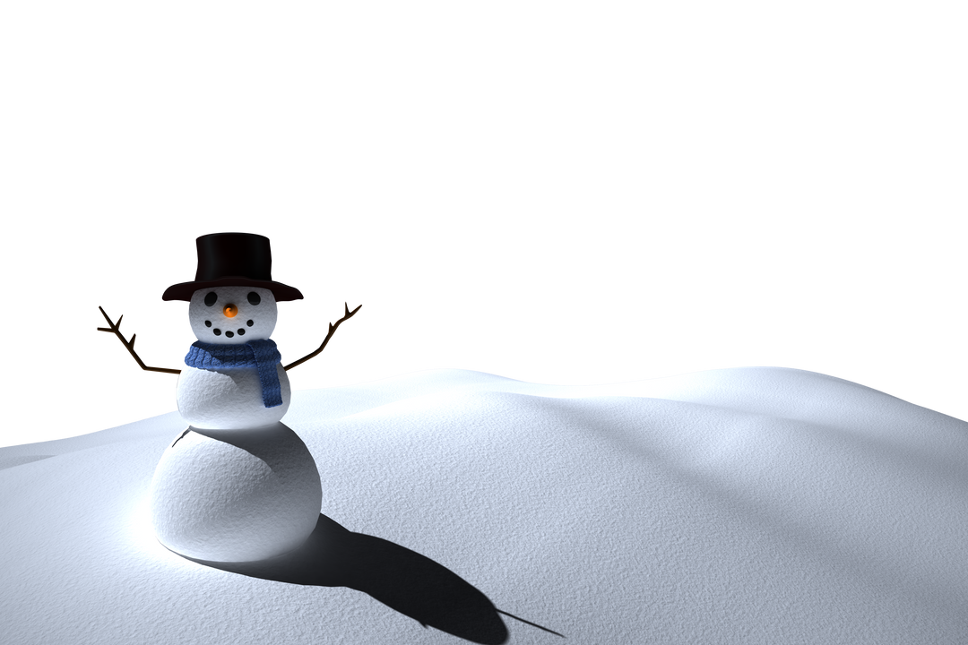 Cheerful Snowman in Winter Landscape with Transparent Background - Download Free Stock Images Pikwizard.com