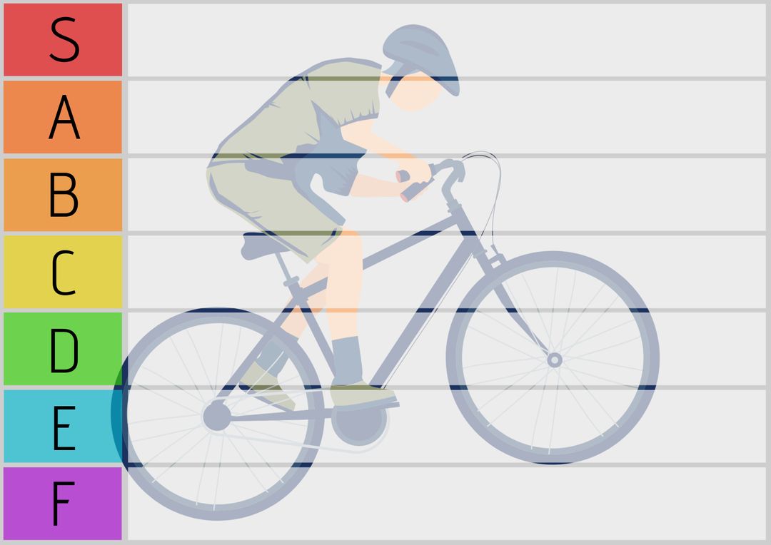 Cyclist Over Energy Rating Chart for Eco-Friendly Transportation Concept