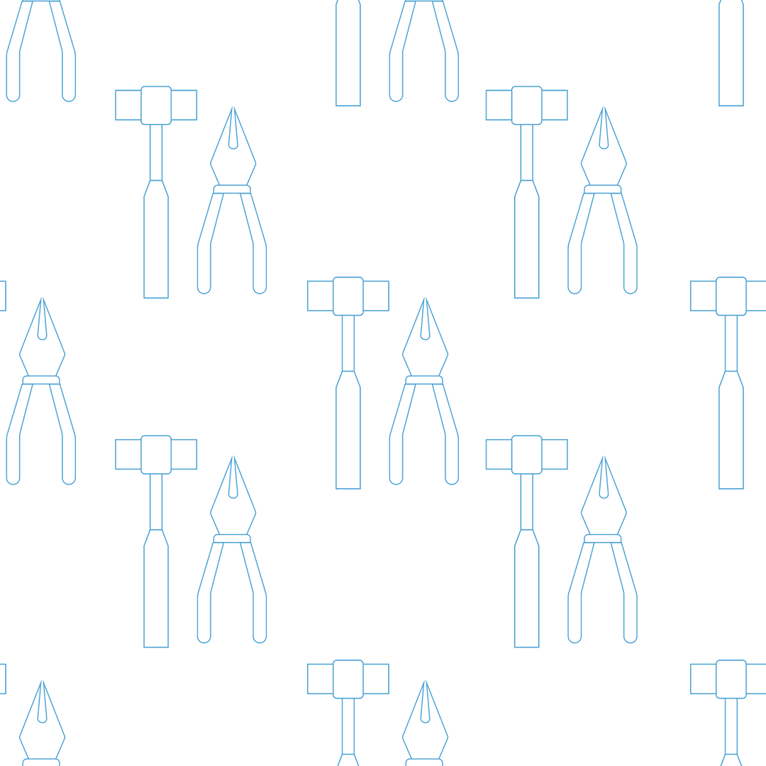 Seamless Tools Pattern with Pliers and Hammers on Transparent