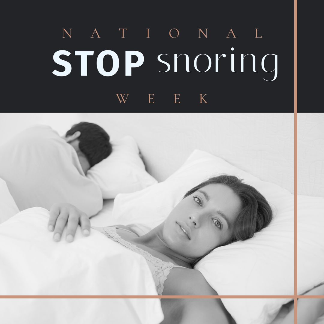 National Stop Snoring Week Awareness Banner with Couple in Bed - Download Free Stock Templates Pikwizard.com