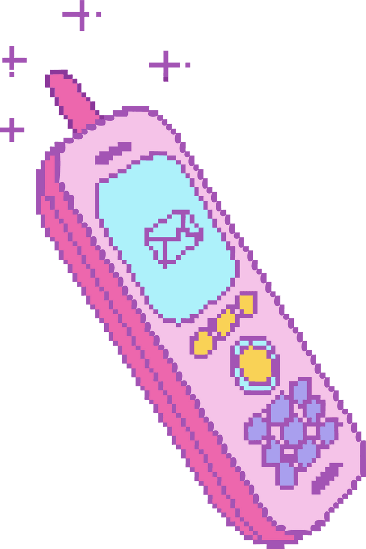 Pastel Pink Pixel Art Phone Transparent Background Nostalgia