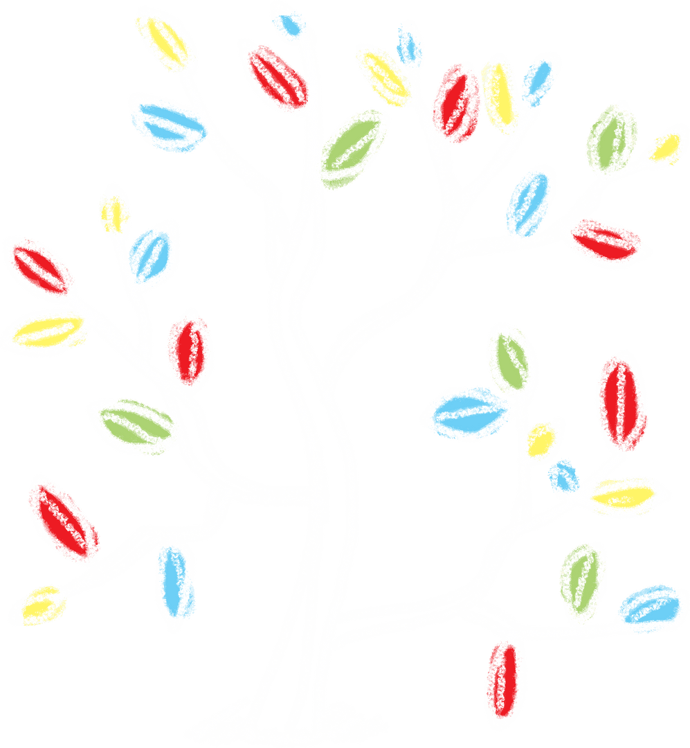 Colorful Transparent Chalkboard Tree Design with Vibrant Leaves