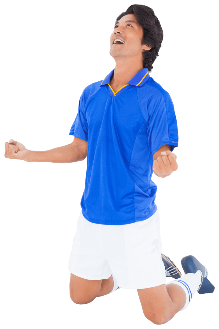 Ecstatic Football Player Celebrating Victory with Transparent Emotion