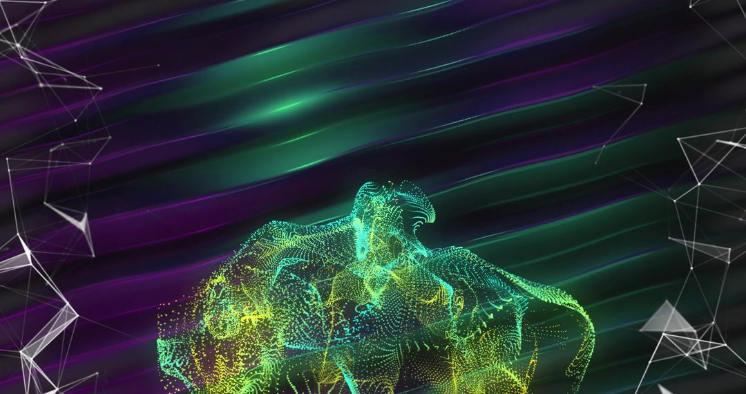 Futuristic Digital Network with Neon Light Trails Background