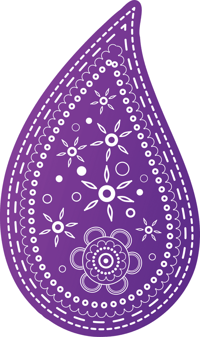 Flat Transparent Purple Paisley Motif with Ornamental Details