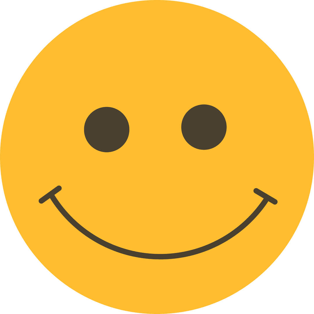 Transparent Yellow Smiling Face Emoji with Brown Eyes