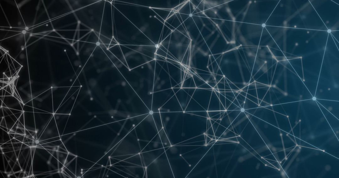 Abstract Digital Network with Interconnected Nodes on Dark Background