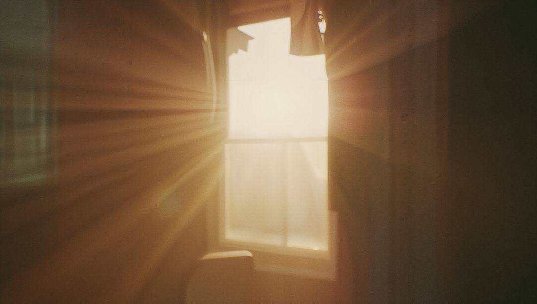 Sunlit Window Casting Warm Light into Minimalist Room