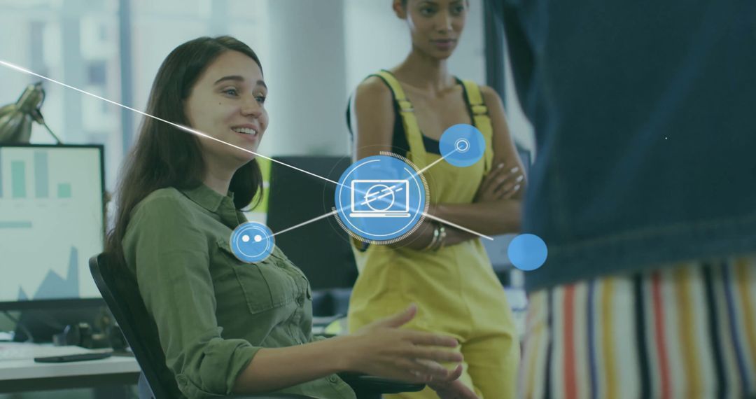 Diverse Business Team Discussing Network Connectivity Icons