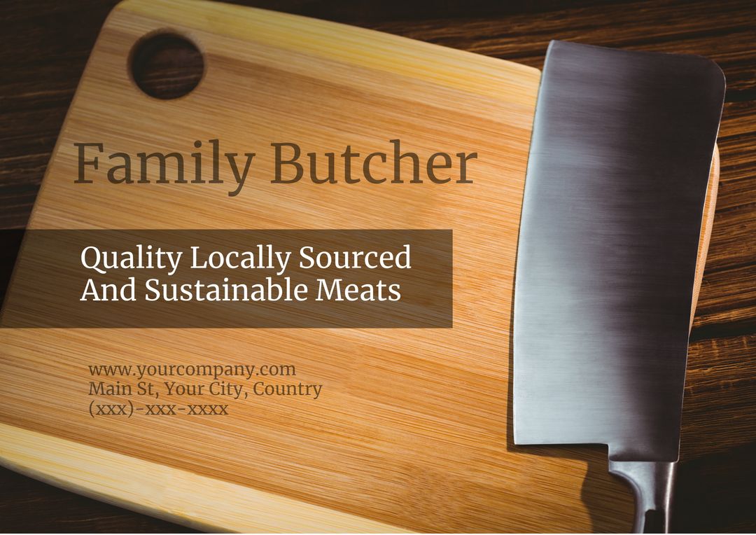 Artisanal Butchery Advertisement with Cutting Board and Cleaver