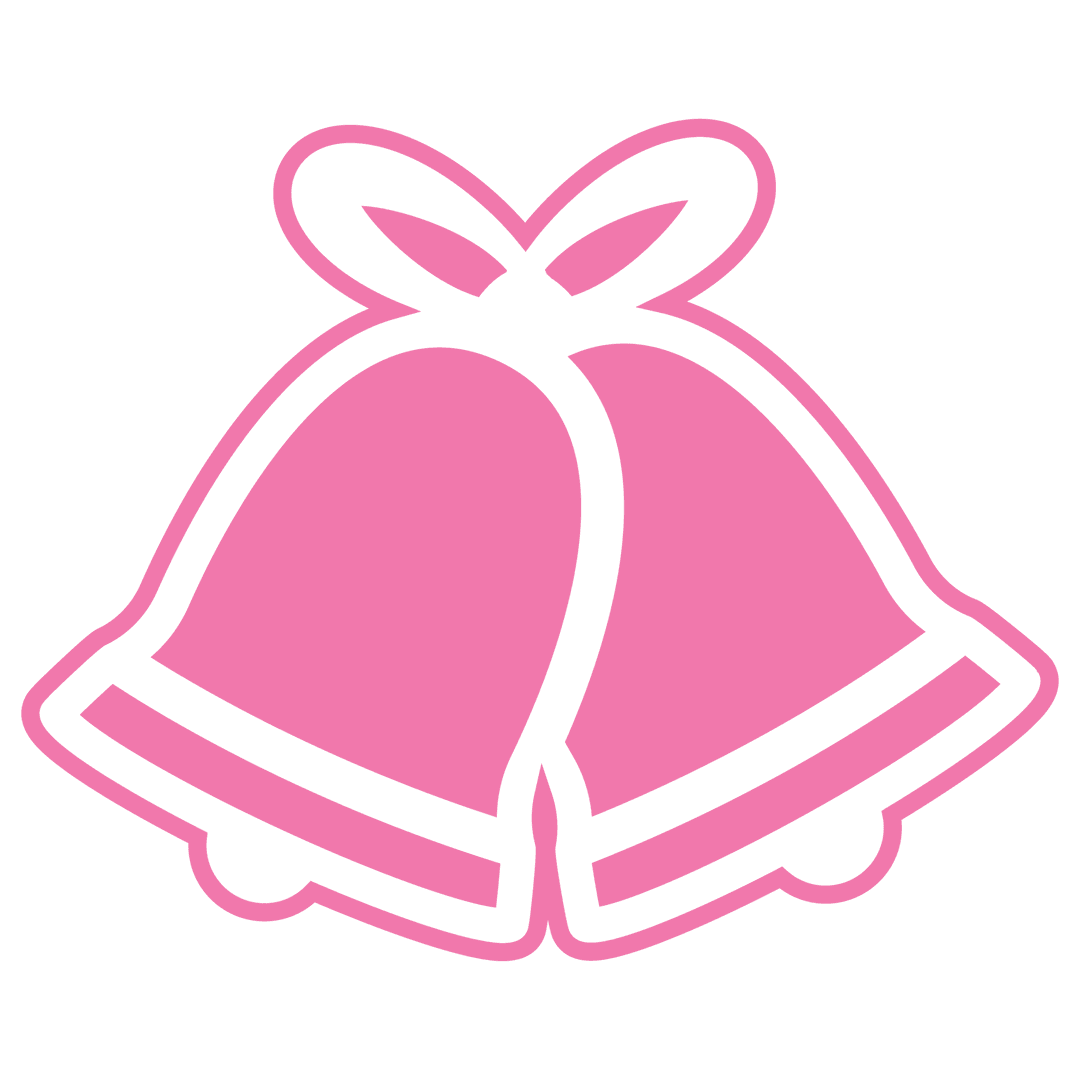 Digital Pink Wedding Bells Illustration on Transparent Background