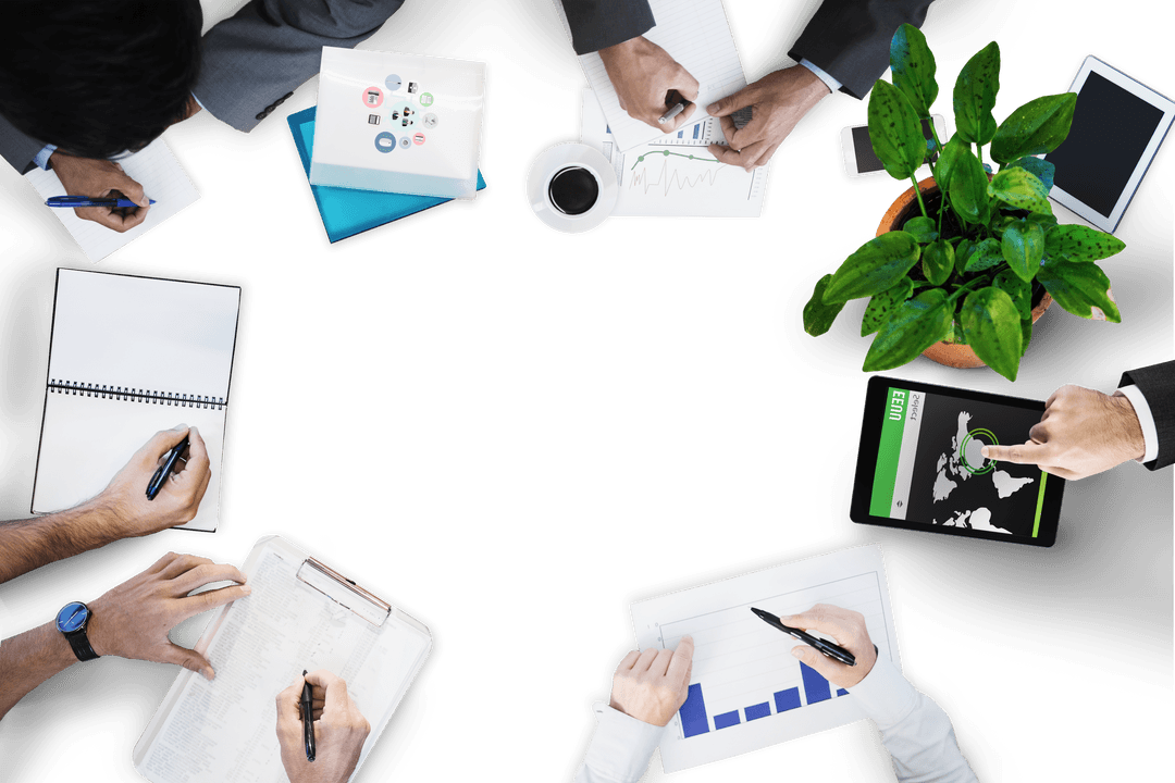 Transparent Background Hands Collaborating on Office Tasks