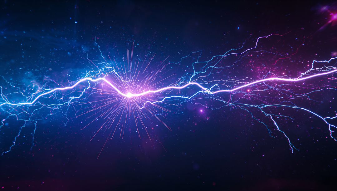 Dynamic Purple and Blue Energy Arc in Deep Space