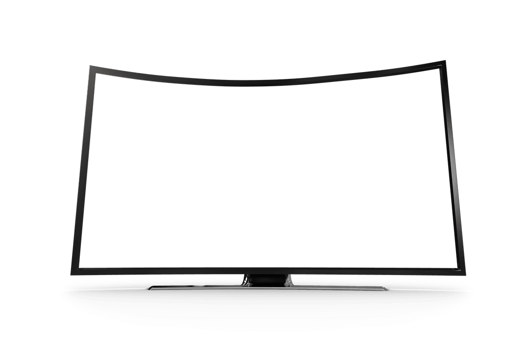Curved Frameless Television Screen on Transparent Background