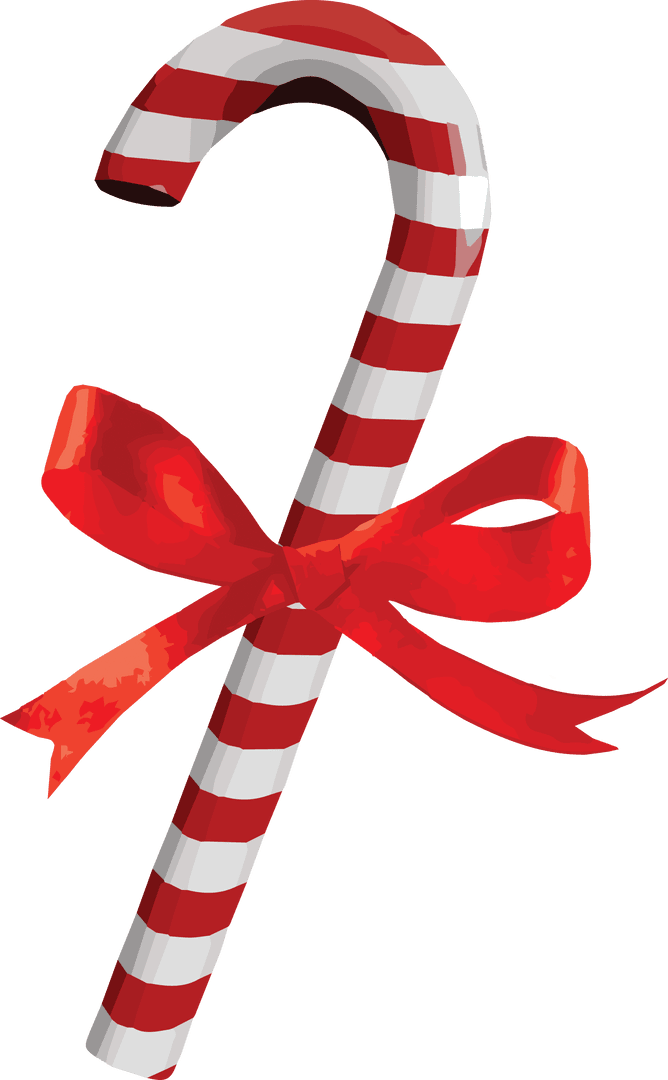 Red White Candy Cane with Bow Transparent Christmas Design