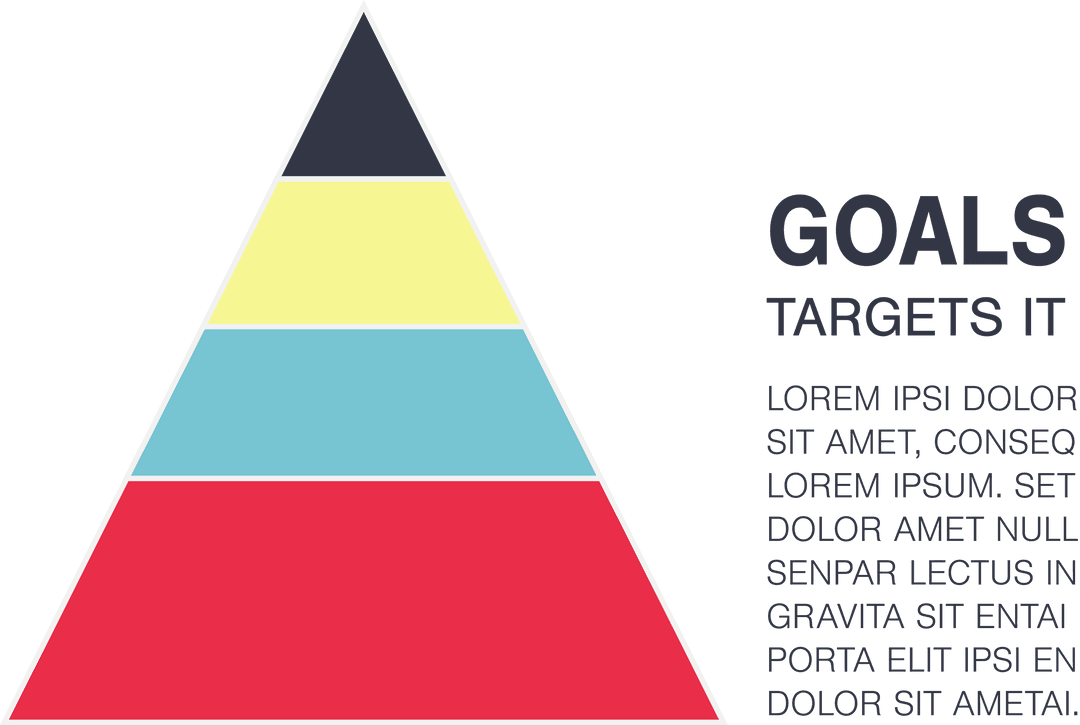 Pyramid Chart of Goals Text on Transparent Background