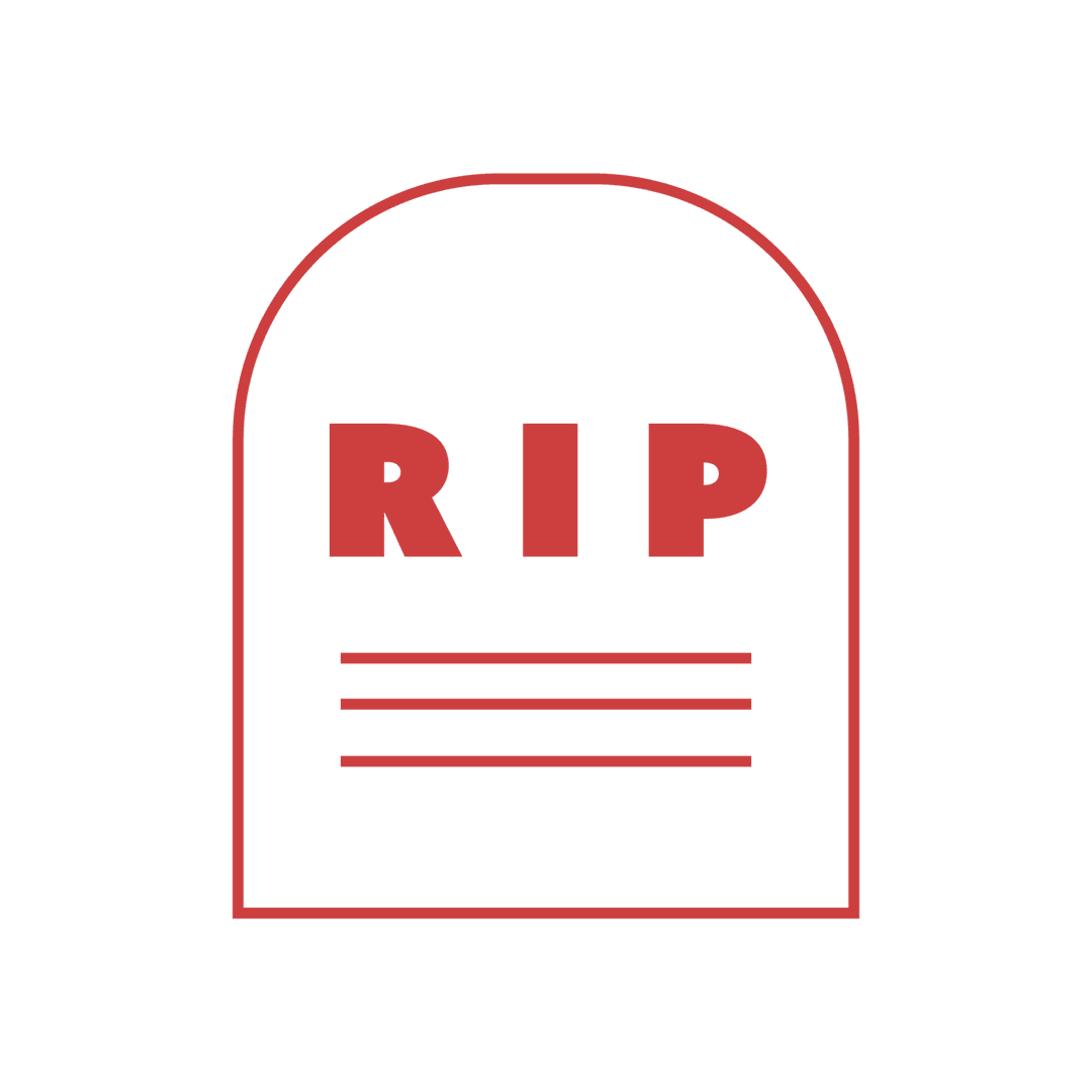 Red Tombstone Illustration on Transparent Background