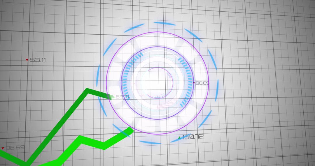 Creative Finance Chart with Green Growth Line and Digital Interface