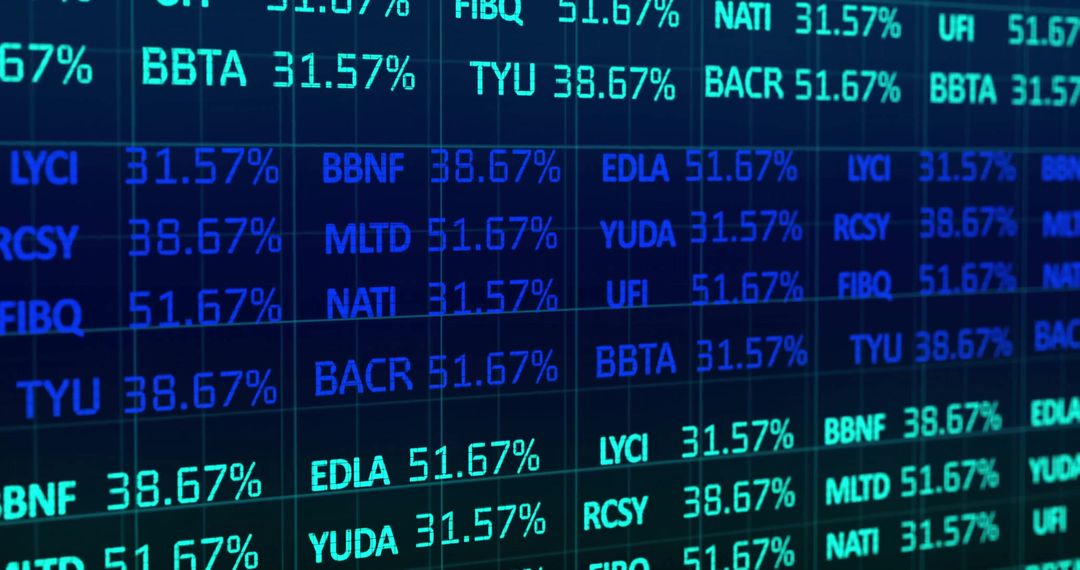 Digital Stock Ticker Display with Market Percentages on LED
