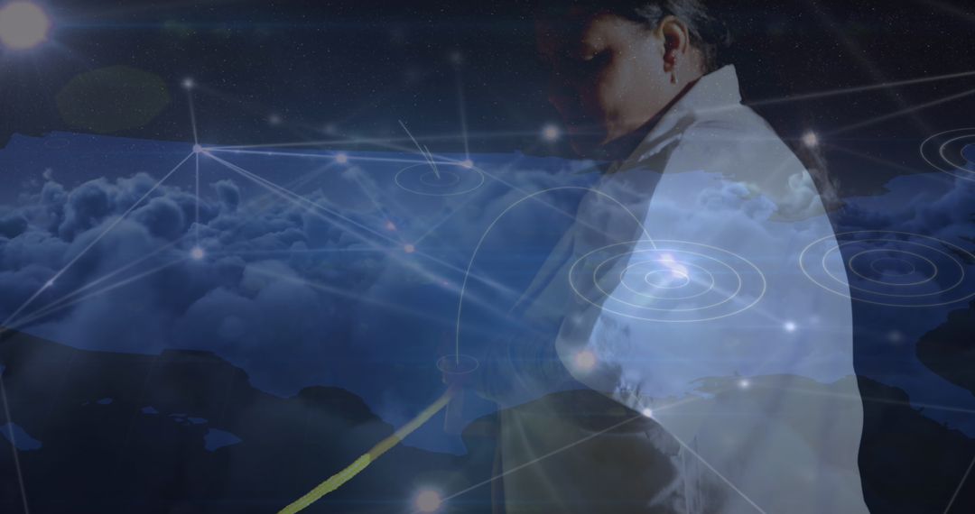 Scientist Measuring with Tape in Data Network