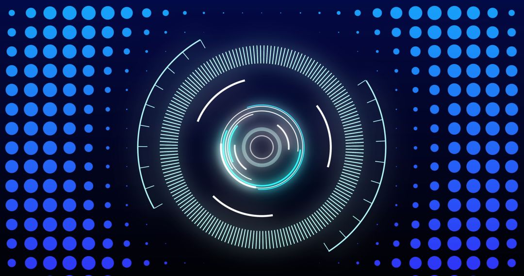 Futuristic Neon Digital Interface with Circular Scanner Design