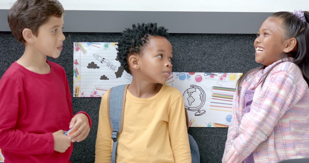 Children Laughing Together in Classroom Creating Friendship and Happiness