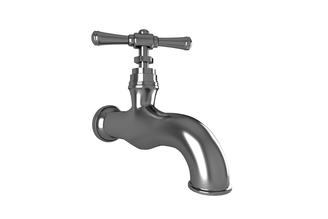 Silver Valve Tap on Transparent Background for Isolated Designs
