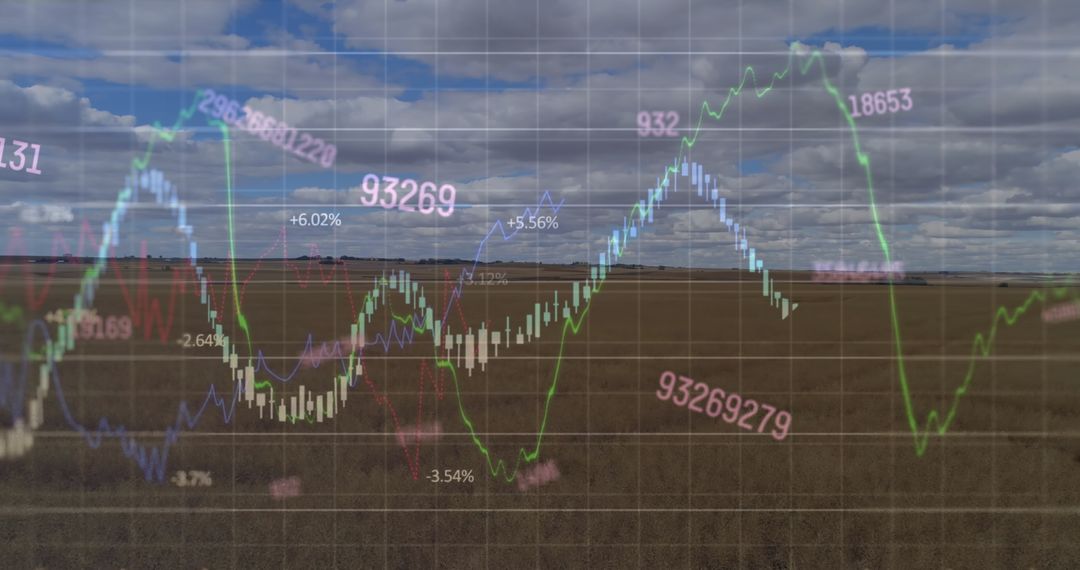 Financial Data Graph Overlay on Agricultural Field