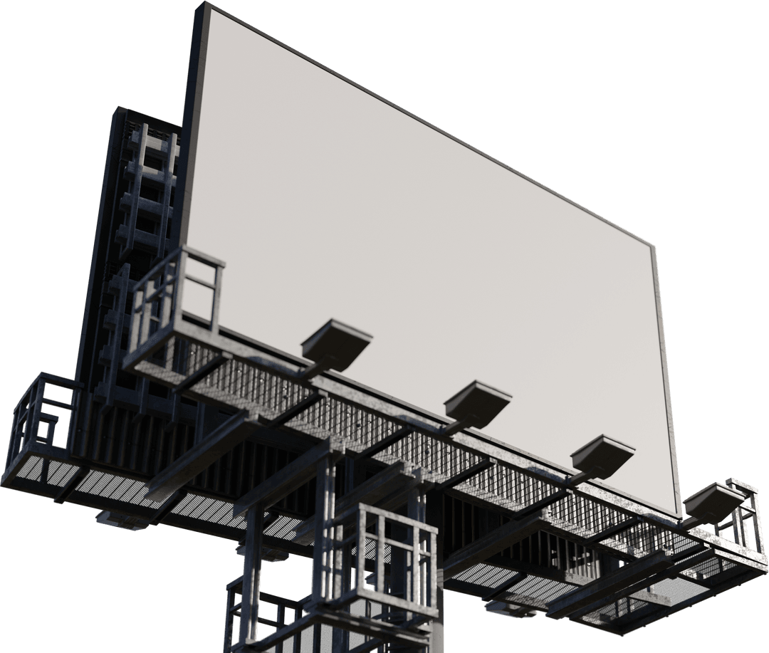 Transparent Rectangular Billboard with Copy Space and Lights