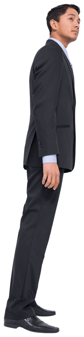 Confident Businessman Analyzing Data on Transparent Background