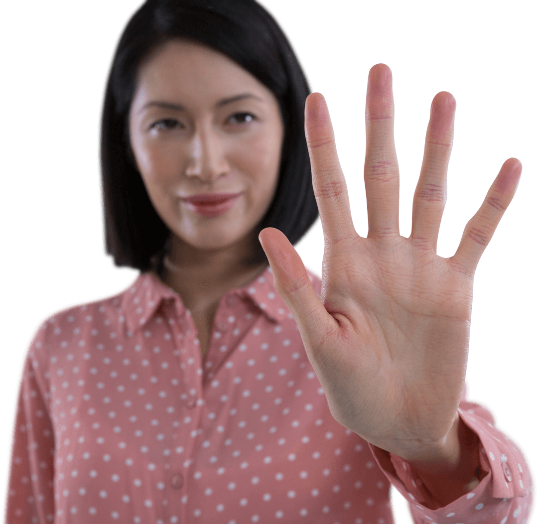Transparent Gesture Interactive Asian Woman Finger Touch