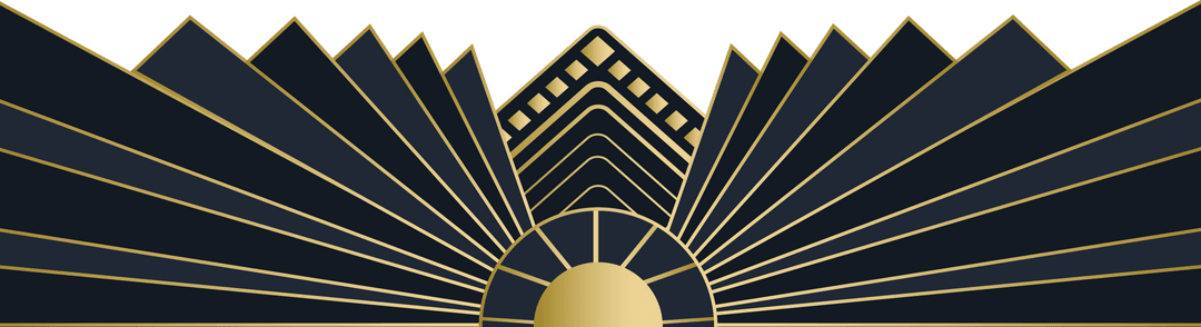 Luxury Geometric Sunburst Art Deco Design on Transparent Background