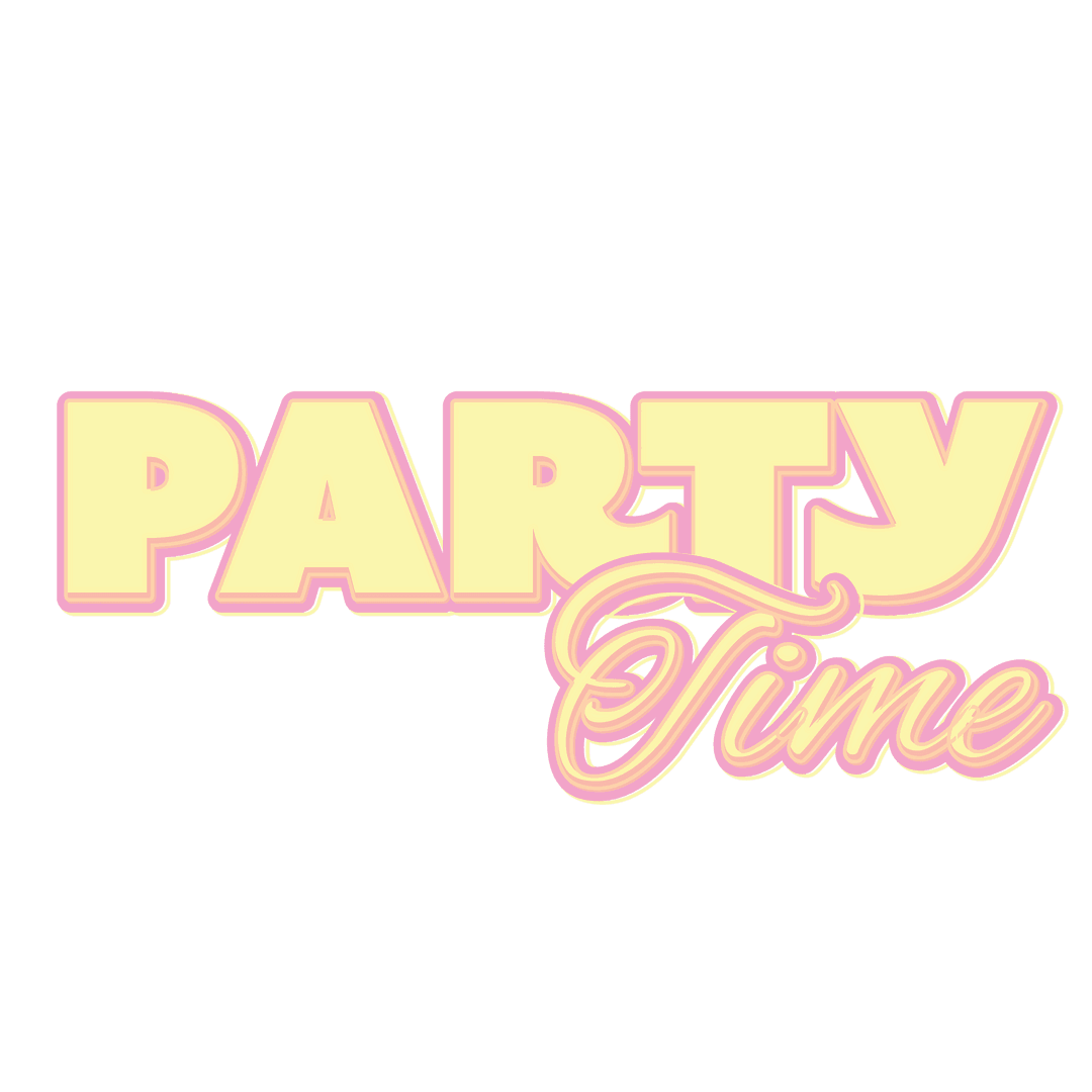 Bright Party Time Text Transparent Background for Events