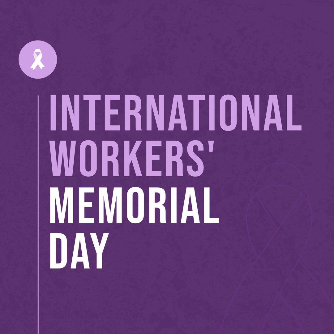 International Workers' Memorial Day Text on Purple Background