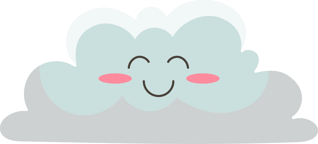Smiling Cartoon Cloud with Rosy Cheeks and Friendly Look on Transparent Background
