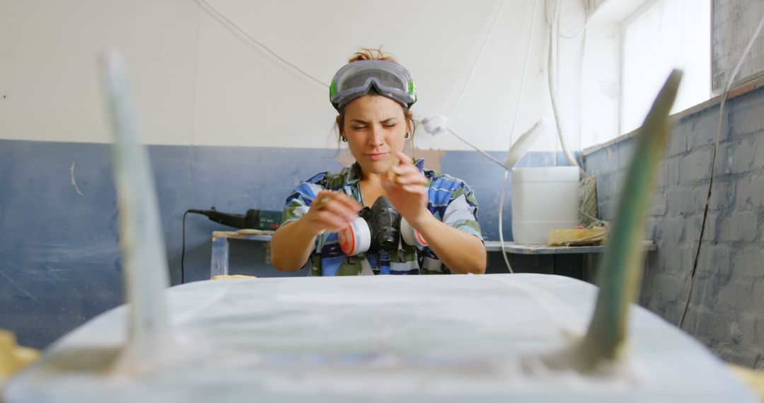 Female Carpenter Working Meticulously in a Workshop - Free Images, Stock Photos and Pictures on Pikwizard.com