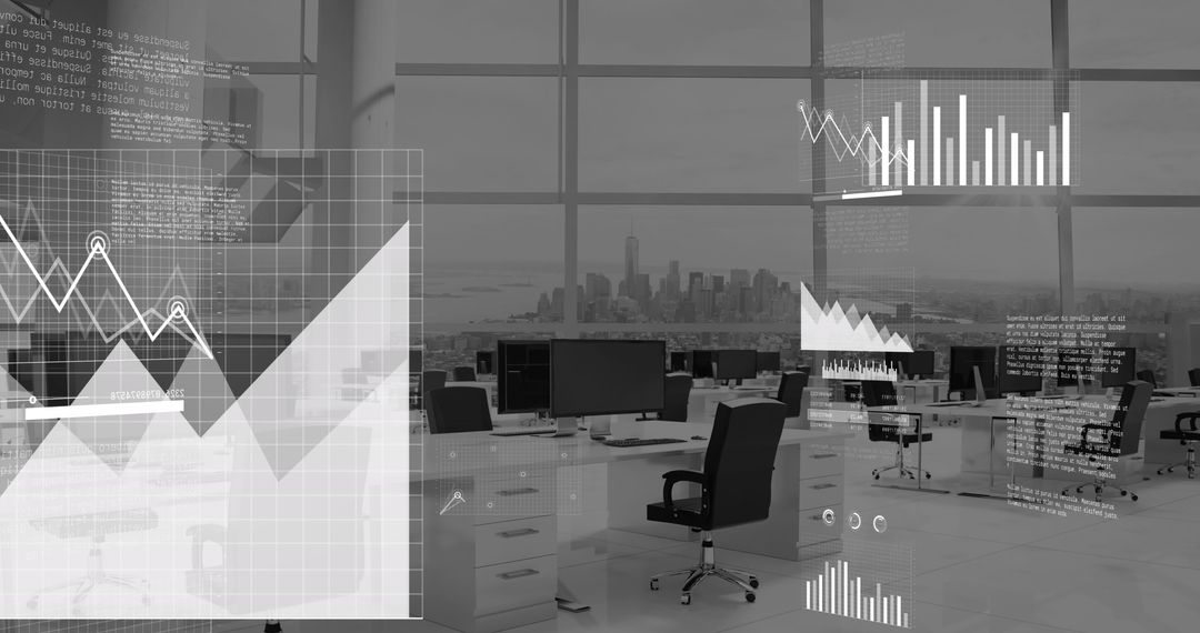 Futuristic Data Projections in Modern Office